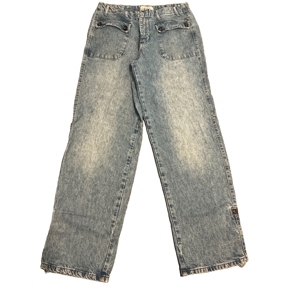 Free People We the Free Jeans Women 29x31 Y2K Straight Roll Cuff Button Pocket